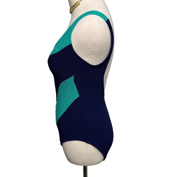 Vintage Robbie Len waffle knit Chevron leotard swimsuit size S/M - Picture 3 of 6